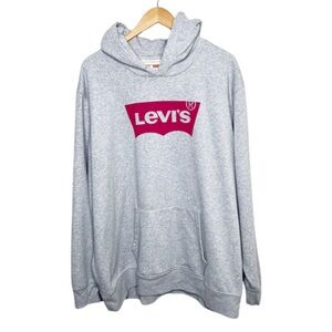 Levi's Unisex Logo Standard Heather Grey Oversized Hoodie Sweatshirt